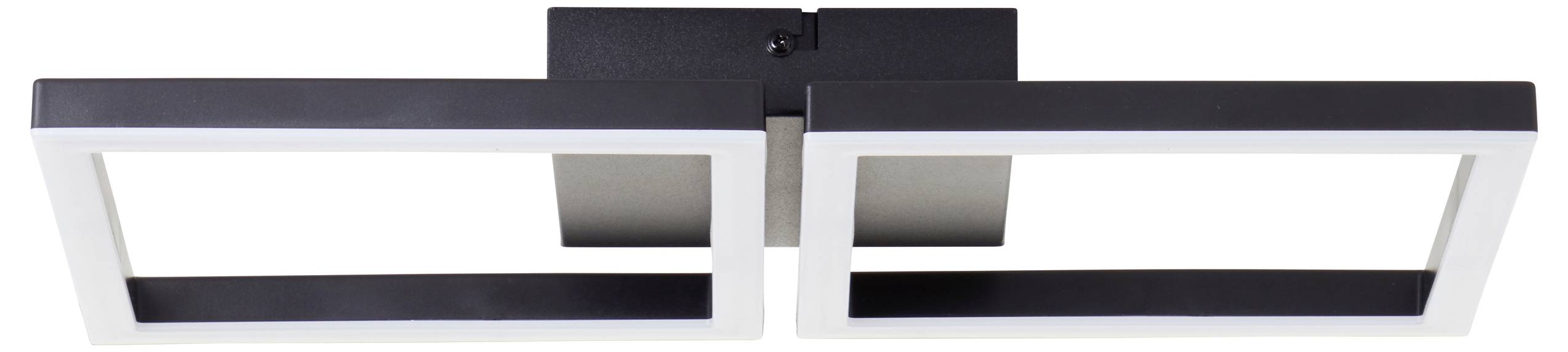 Moderne Deckenleuchte mit zwei rechteckigen LED-Rahmen in Schwarz und Weiß.