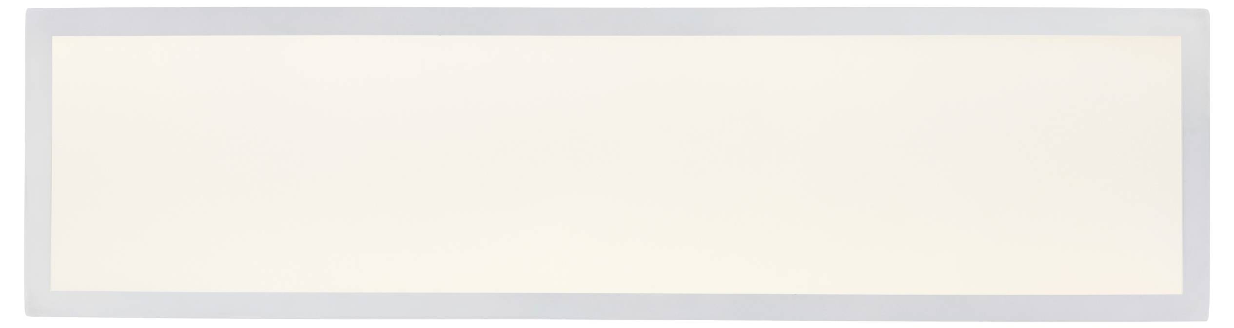 Ein rechteckiges, cremeweißes Lichtpanel mit einem dünnen grauen Rand, von vorne betrachtet, wahrscheinlich für Decken- oder Wandbeleuchtung verwendet.