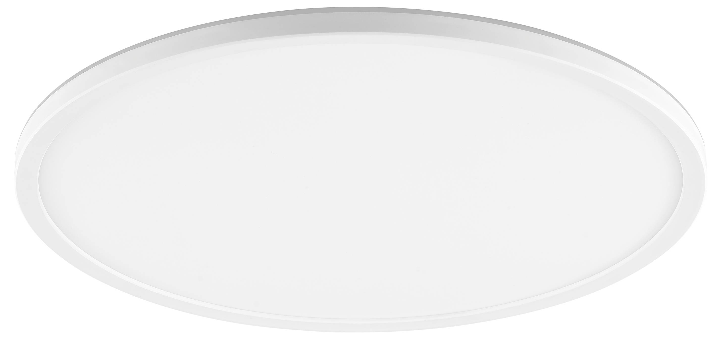 Eine runde weiße Deckenleuchte mit glatter, moderner Gestaltung.