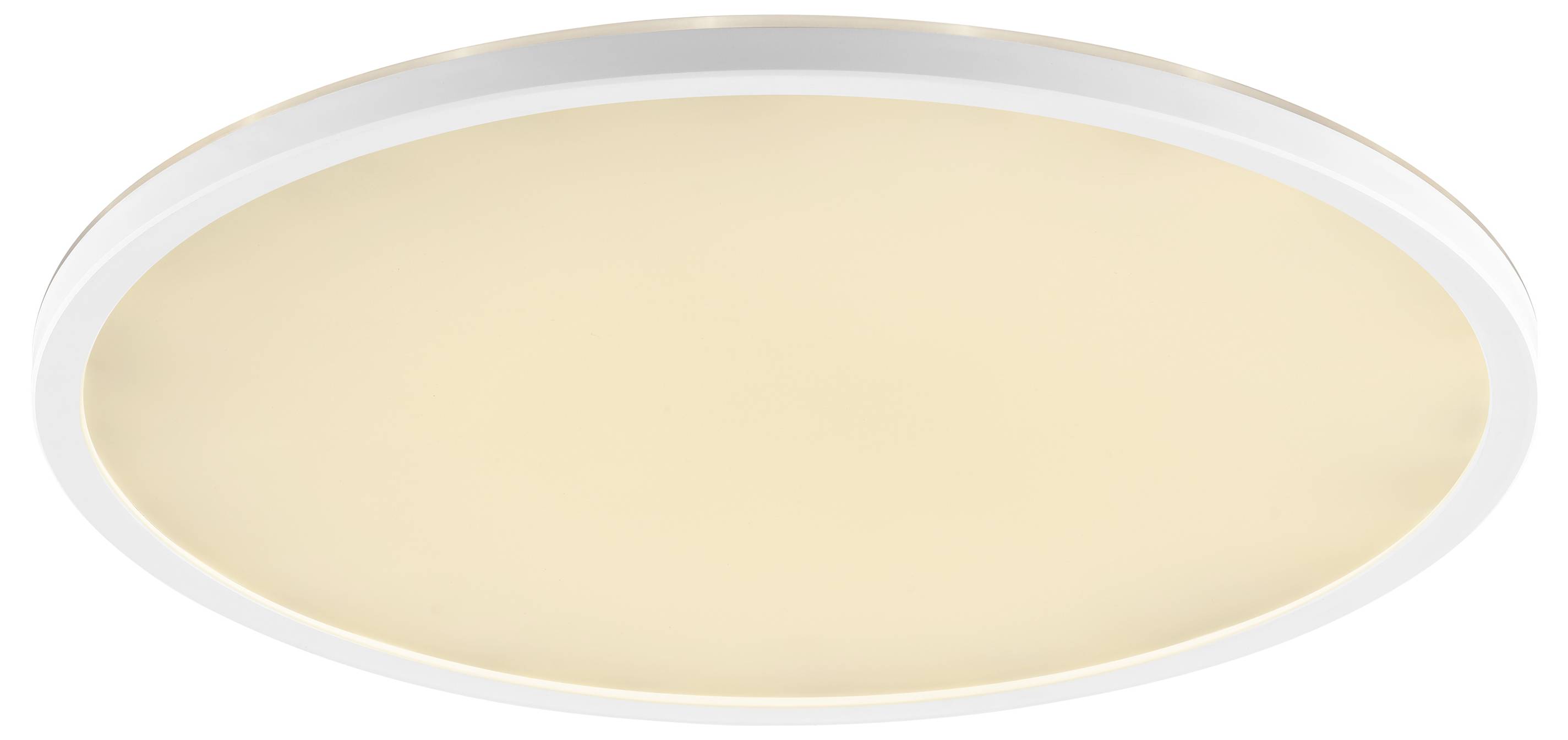 Rundes Decken-LED-Licht mit weißem Rahmen und weichem, warmem Glanz.