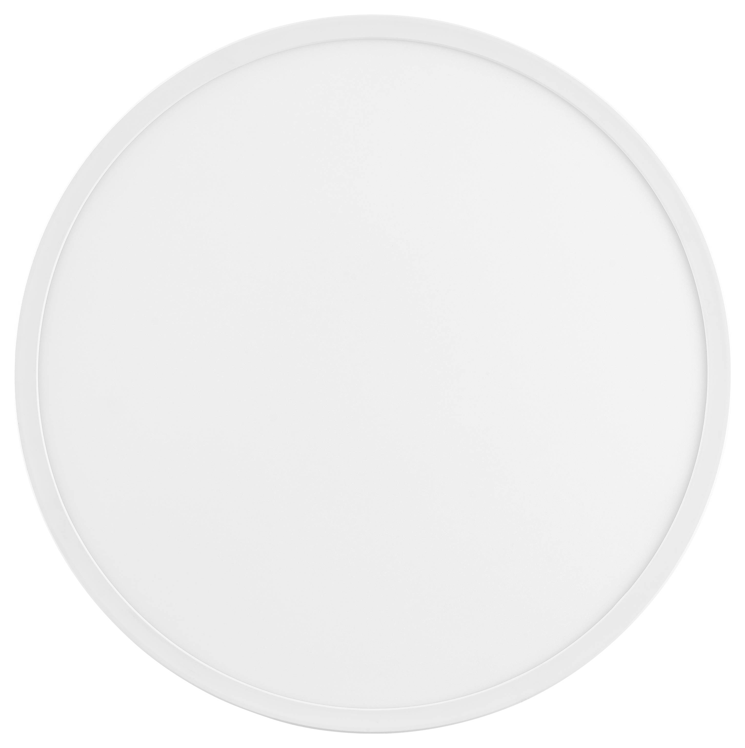 Ein großes, rundes, weißes Holz-Serviertablett mit einem einfachen, minimalistischen Design.