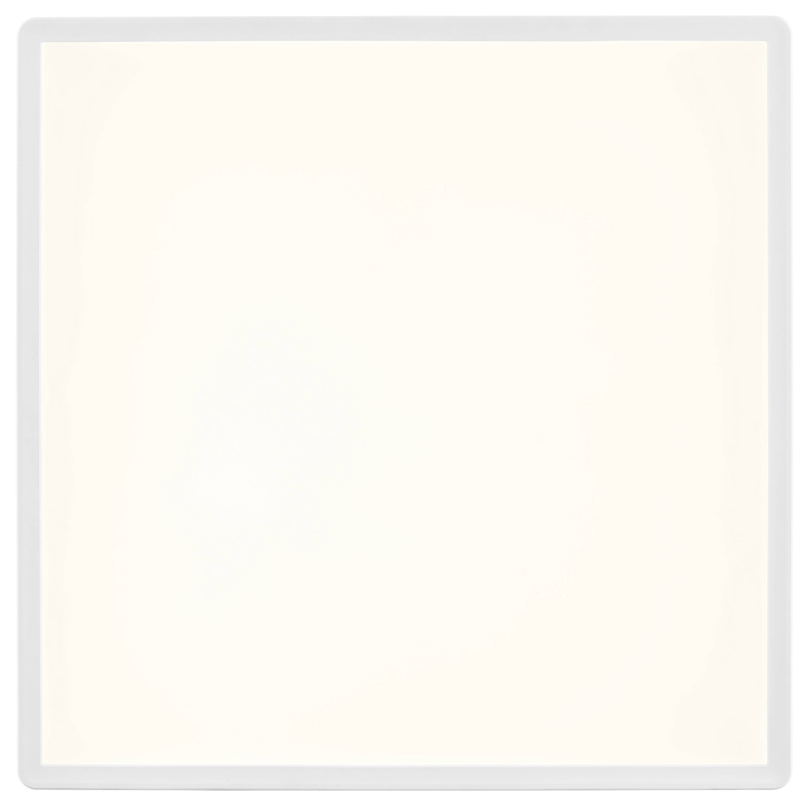 Ein weißes Quadrat auf einem blassen Beige-Hintergrund mit einem dezenten Rand, was ein minimalistisches und abstraktes Design ergibt.