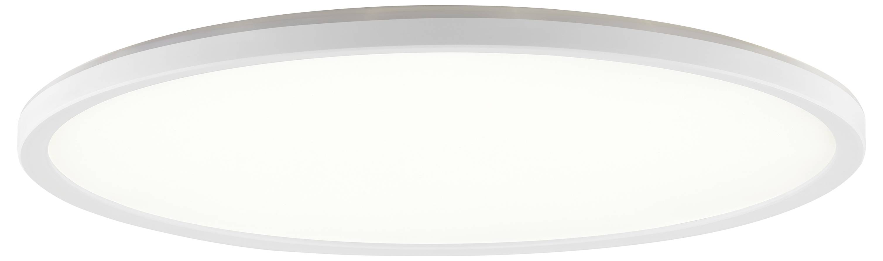 Eine runde, weiße Deckenleuchte mit einem schlichten, minimalistischen Design, die sich gut für moderne Innenräume eignet.