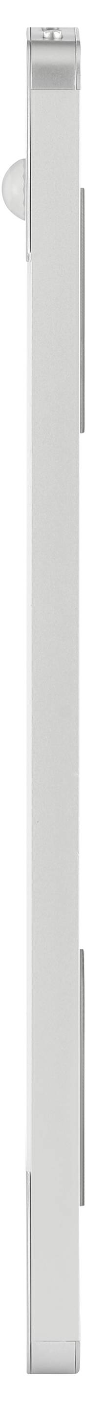 Ein weißer Kunststoff-Trenner oder Separator mit einer gebogenen Lasche an der Seite.