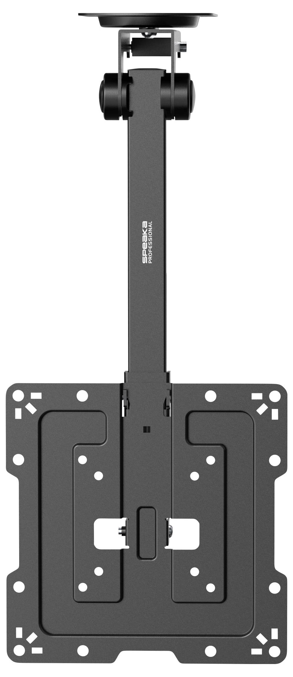 Schwarze verstellbare TV-Wandhalterung mit verlängertem Arm und VESA-Platte für Flachbildschirm-Installation