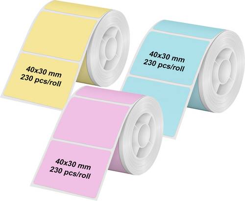 Olympia Etiketten (Rolle) 40 x 30 mm Thermodirekt Papier Mehrfarbig, Rosa, Blau, Gelb 3 St. 6323 Un