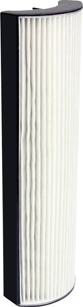 Hoher, geschwungener Luftfilter mit weißem Plissee-Gewebe und schwarzem Rahmen, entwickelt zur Luftreinigung in Innenräumen.