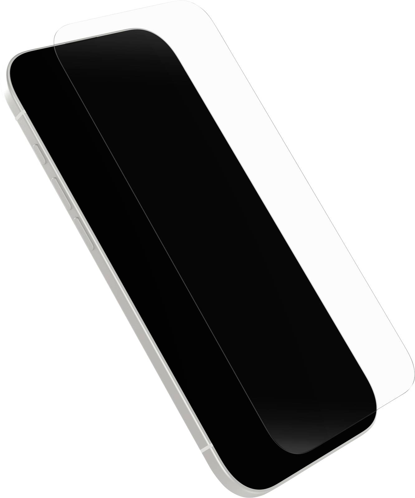 Smartphone mit einer transparenten Displayschutzfolie darüber, die das elegante Design des Telefons und die glatte Oberfläche des Schutzes zeigt.