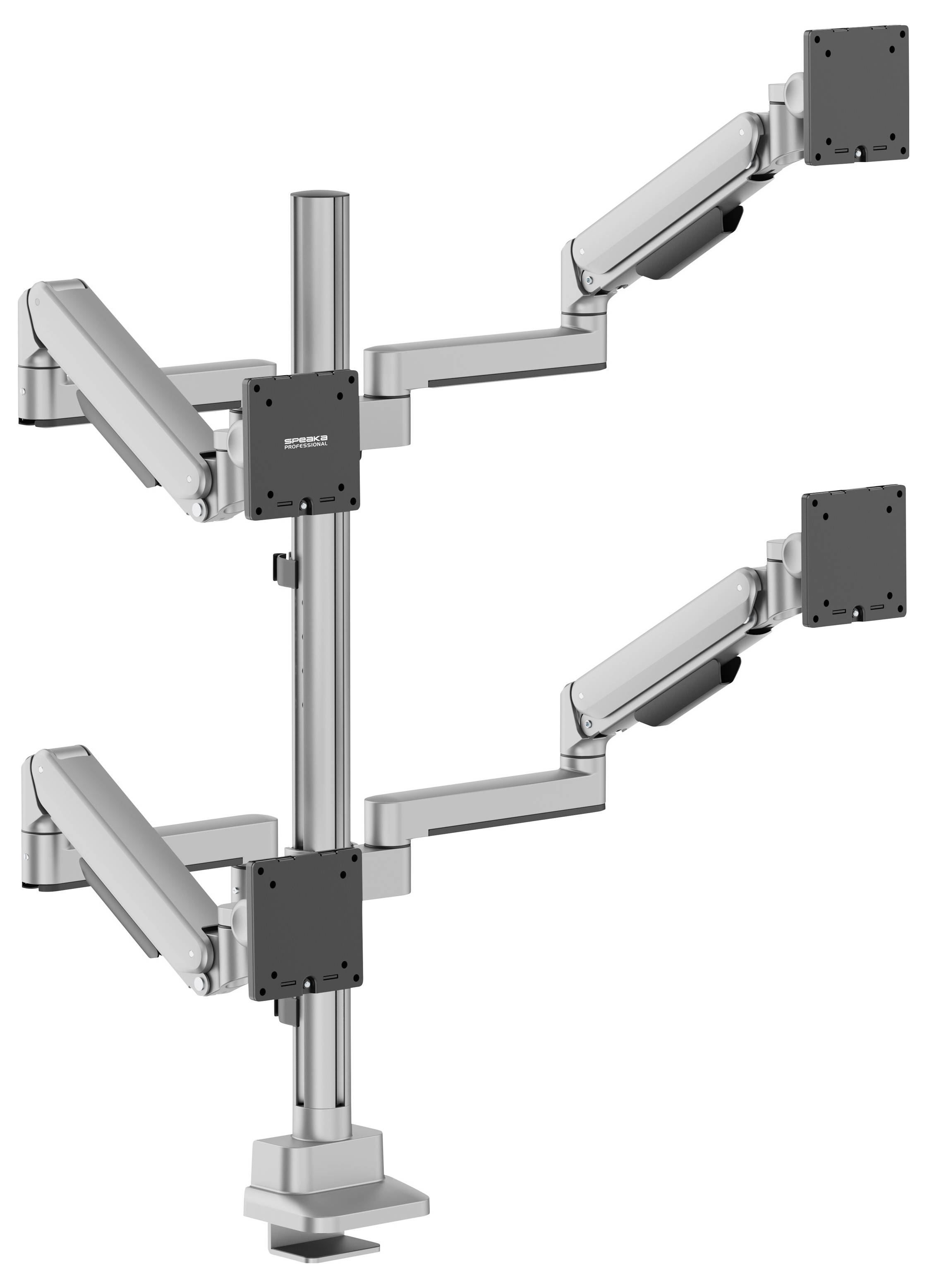 SpeaKa Professional SP-MM-1070 Monitor-Tischhalterung 4 Display(s) 43,2cm (17") - 101,6cm (40") Aluminium Neigbar, Schwenkbar