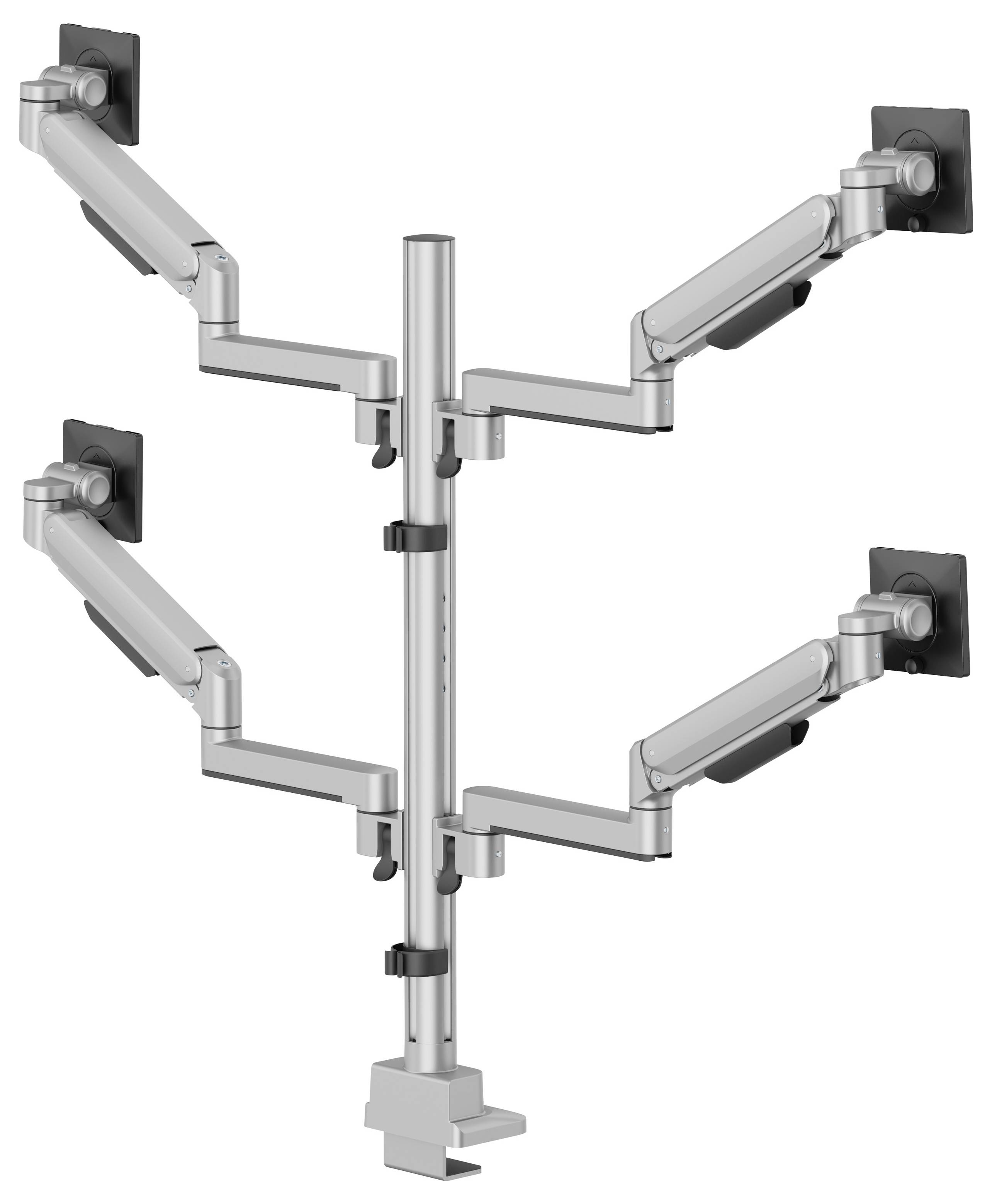 SpeaKa Professional SP-MM-1070 Monitor-Tischhalterung 4 Display(s) 43,2cm (17") - 101,6cm (40") Aluminium Neigbar, Schwenkbar