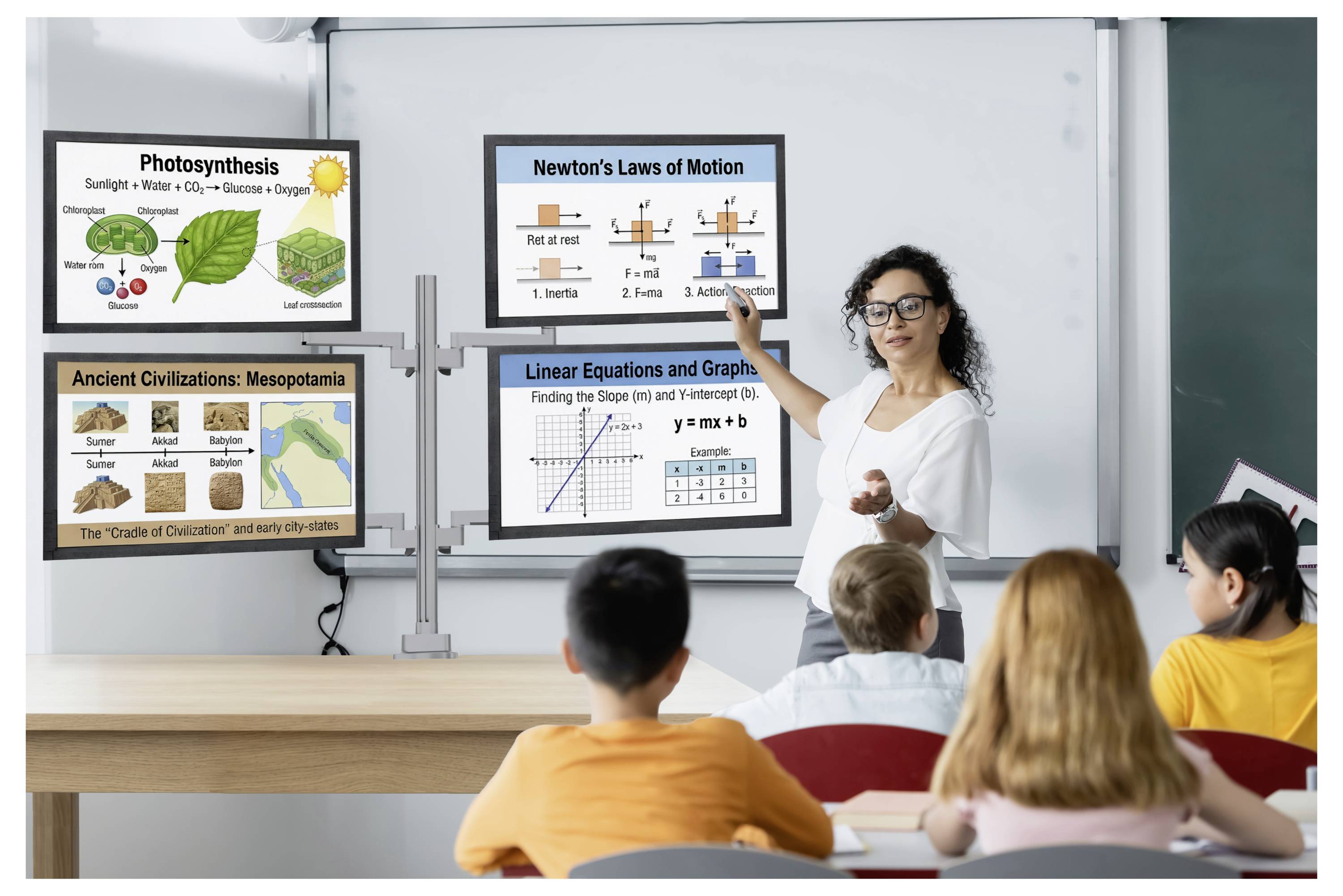 SpeaKa Professional Monitor-Tischhalterung SP-MM-1070 4 Display(s) 43,2cm (17") - 101,6cm (40") Aluminium Neigbar, Schwenkbar