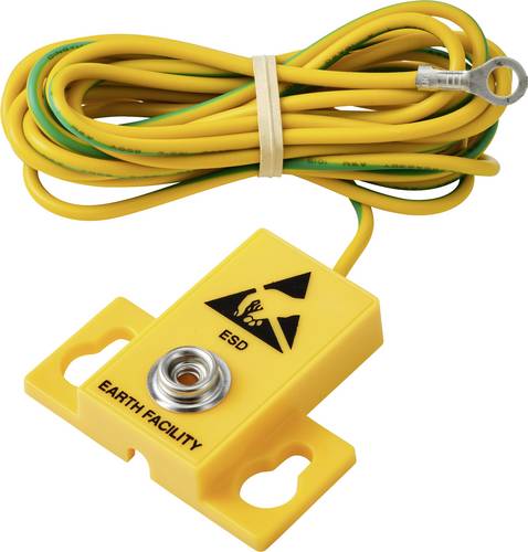 TRU COMPONENTS Ringkabelschuh ESD-Erdungsstecker Durchgangswiderstand gewinkelt, inkl. Verbindungsl