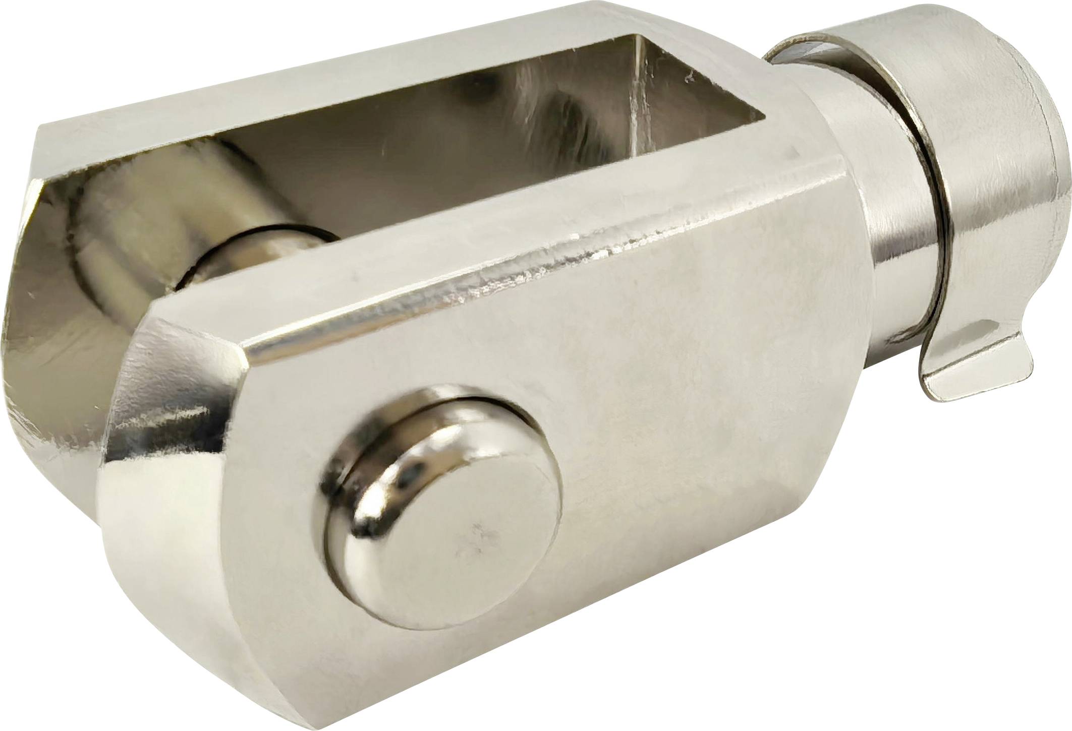 Eine Metallrohrschelle mit sechseckiger Form, die eine hervorstehende Einstellschraube an der Seite aufweist.