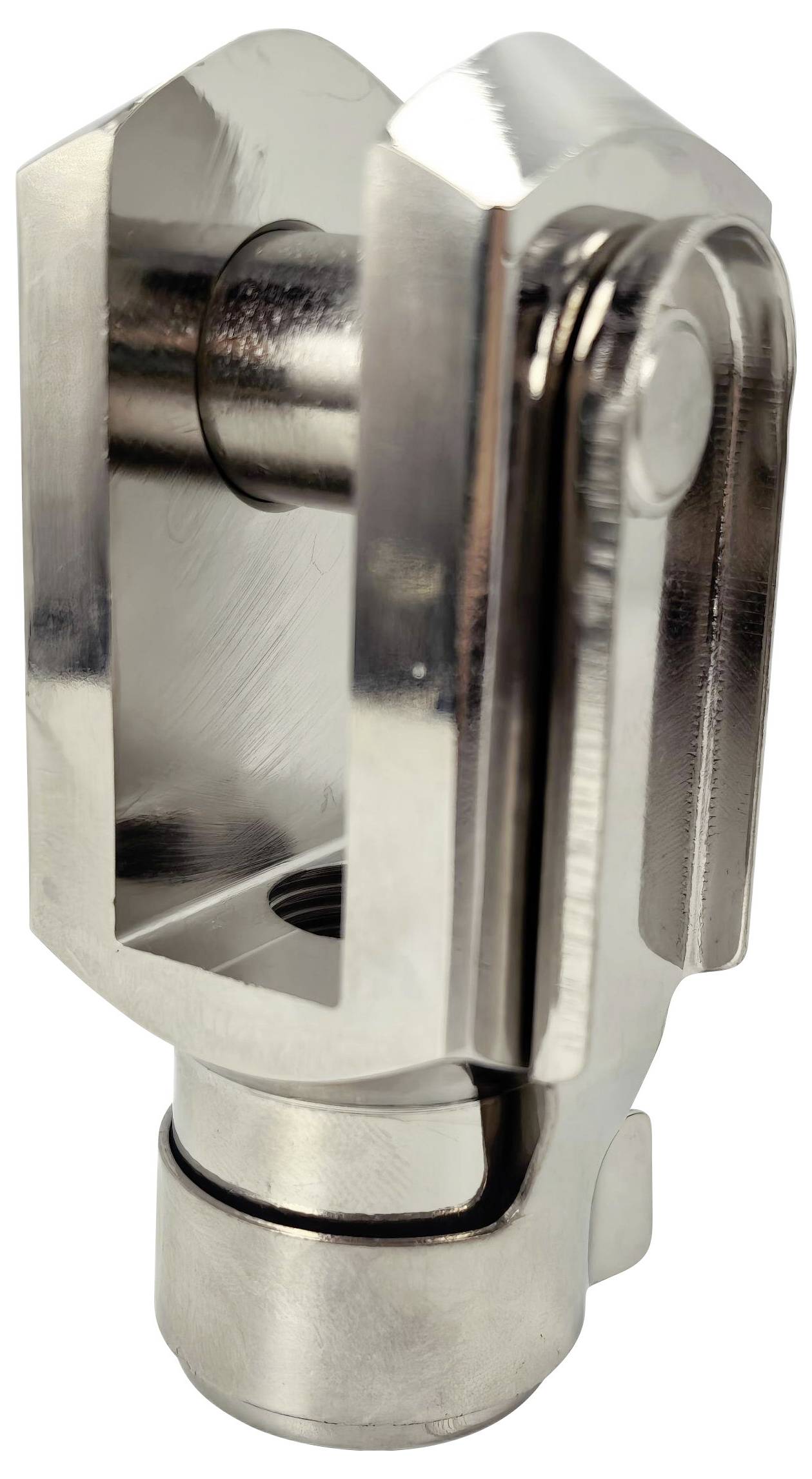 Ein polierter Metalldrehverbinder mit zylindrischer Basis, entwickelt für mechanische oder industrielle Anwendungen.