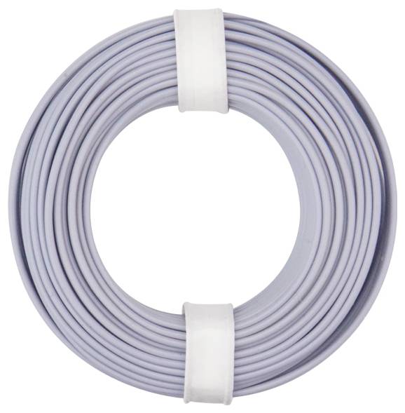 Graues, aufgewickeltes Kabel mit weißen Bändern