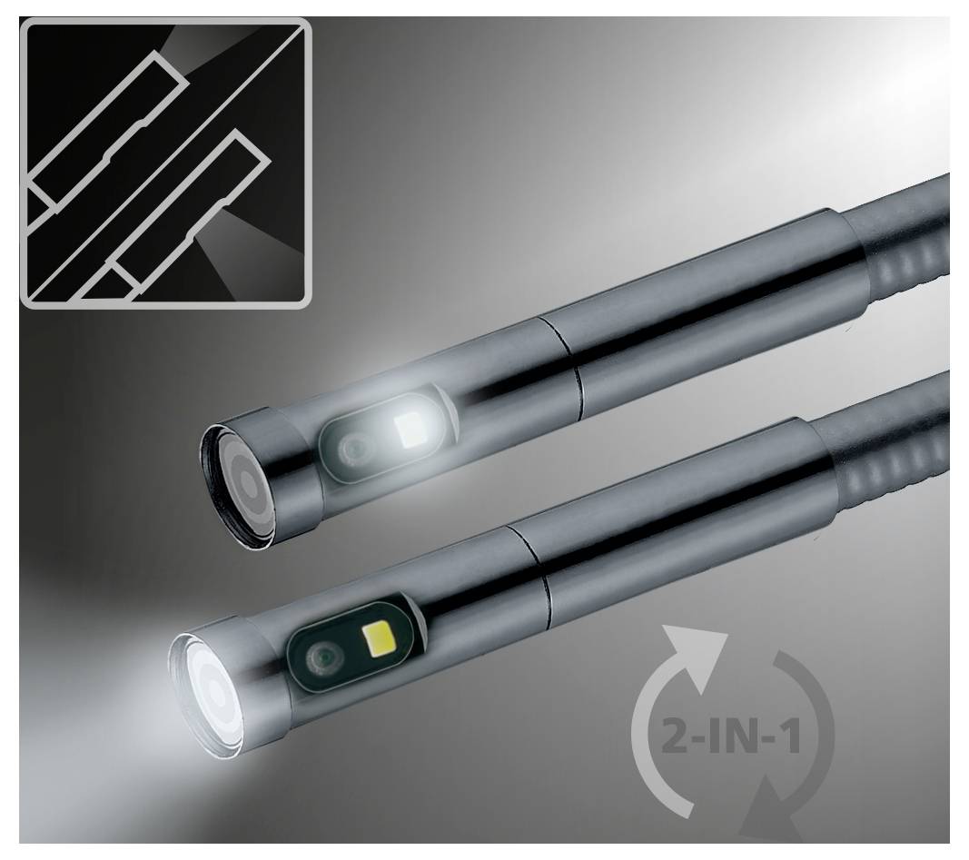 2-in-1 einziehbare Taschenlampen-Stift mit heller LED-Leuchte und magnetischer Spitze, in ausgefahrener und eingefahrener Position dargestellt.