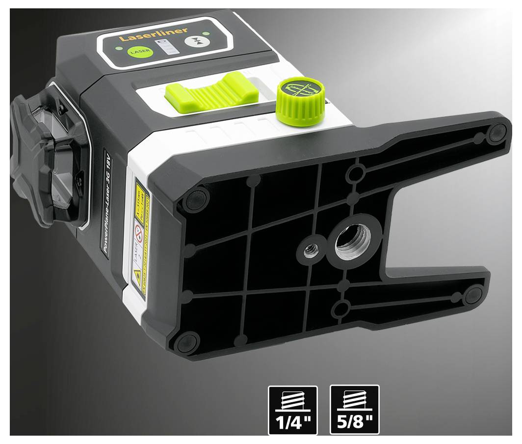 Grünes digitales Winkelmessgerät mit Display, Bedienknöpfen und verstellbarer Befestigungsgrundplatte. Kompatibel mit 1/4