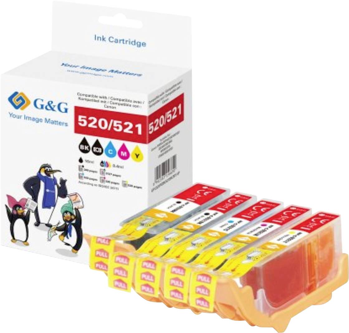 Tintenpatronensatz, mit Verpackung gezeigt, enthält Cyan-, Magenta-, Gelb-, Schwarz- und Graupatronen. Kompatibel mit bestimmten Druckermodellen.