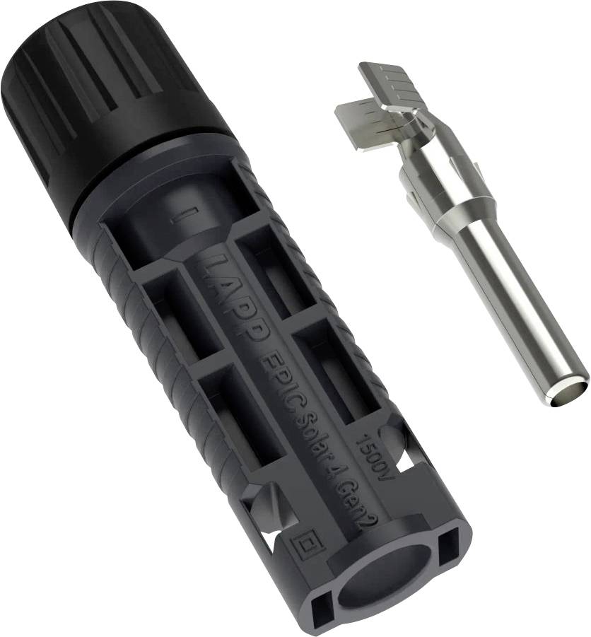 Ein zylindrisches, schwarzes Kunststoffgehäuse mit der Bezeichnung 