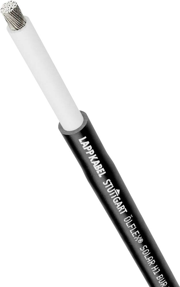 Schwarzes Kabel mit der Aufschrift „Lappkabel Stuttgart Ölflex Solar