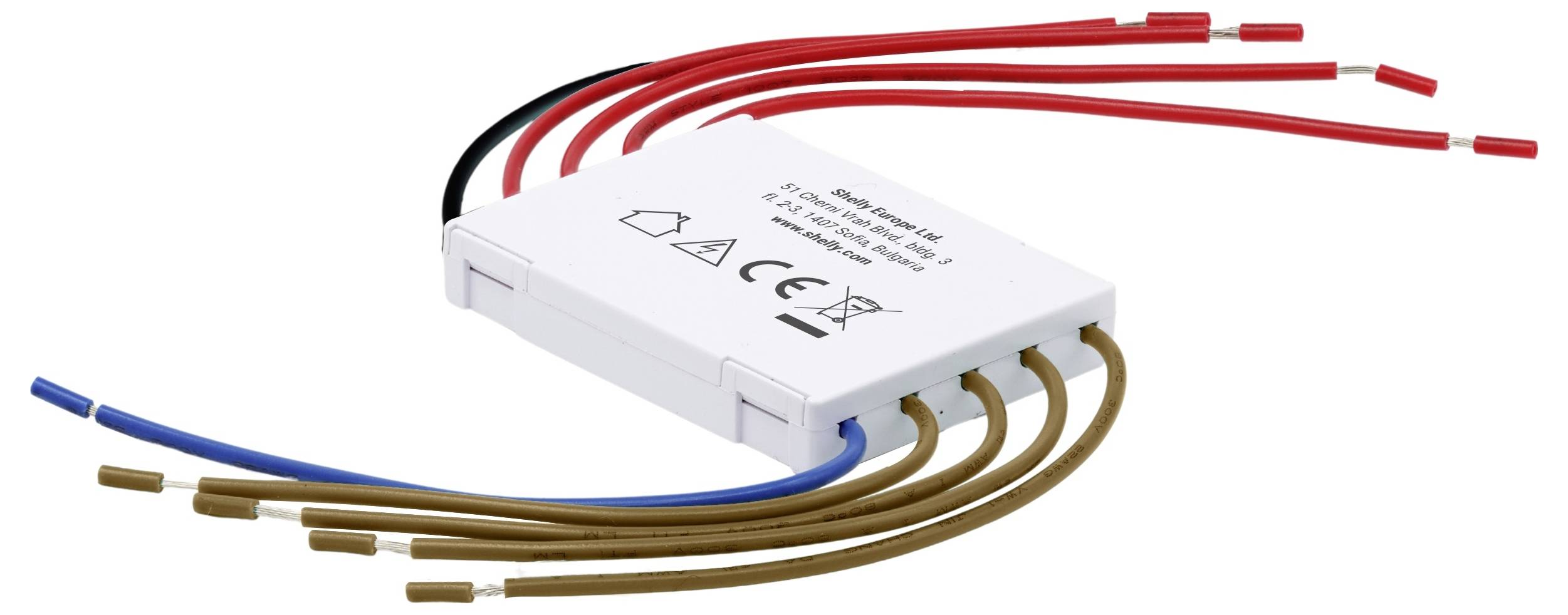 Eine kompakte elektronische Komponente mit mehreren farbigen Drähten, die sich von ihr erstrecken und für elektrische Verbindungen und Verdrahtungsanwendungen verwendet wird.