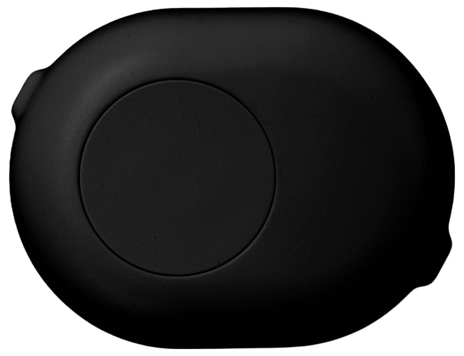 A sleek, black, oval-shaped wireless charging pad with a smooth surface and minimalist design.