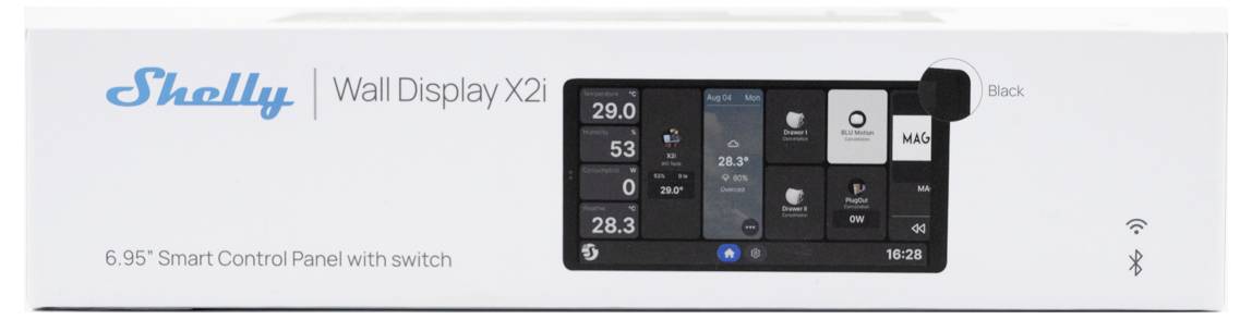 Shelly Wall Display X2i Black Wand-Touchdisplay Wi-Fi, Bluetooth