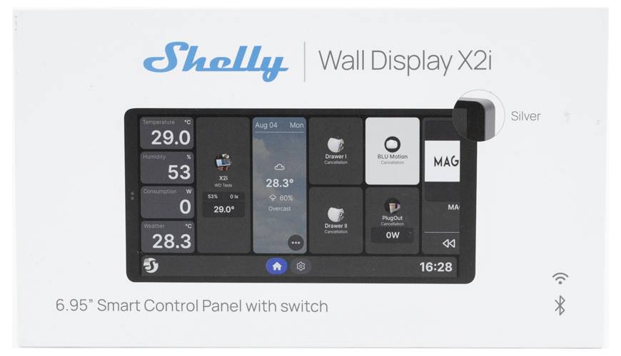 Shelly Wall Display X2i Silver Wand-Touchdisplay Wi-Fi, Bluetooth