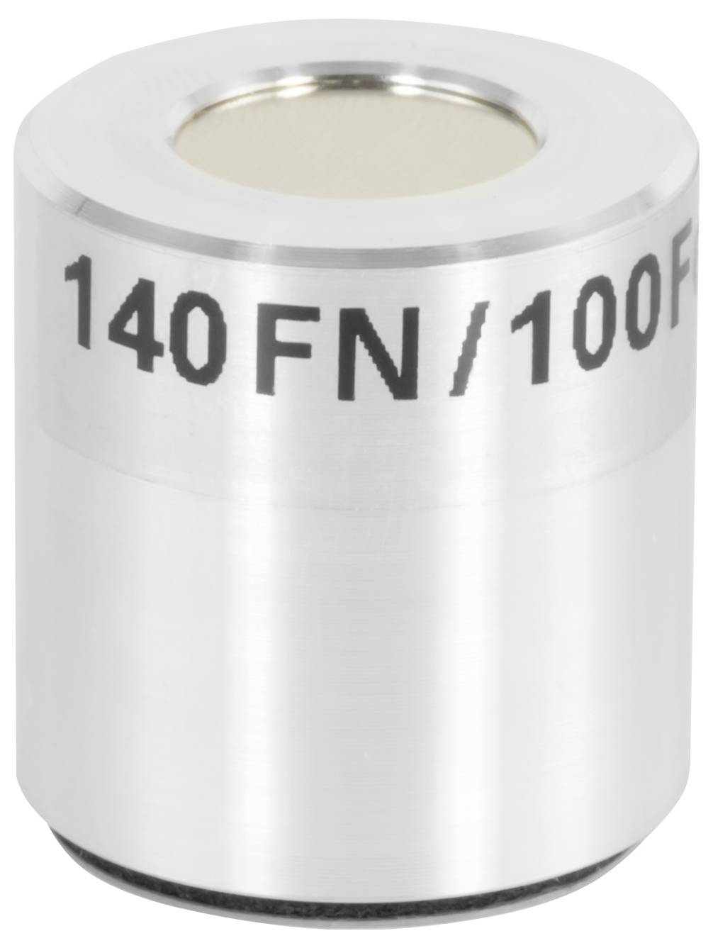 Nahaufnahme eines metallischen zylindrischen Teils mit der Bezeichnung „140 FN/100F