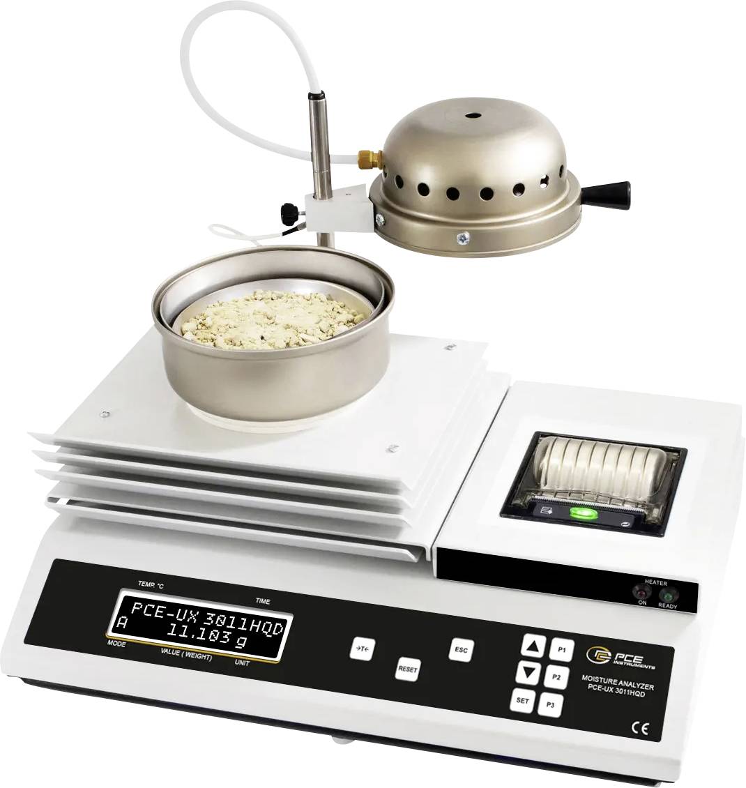 PCE Instruments PCE-UX 3011HQD Feuchteanalysatorwaage Wägebereich (max.) 200g Ablesbarkeit 0g netzbetrieben Weiß, Schwarz