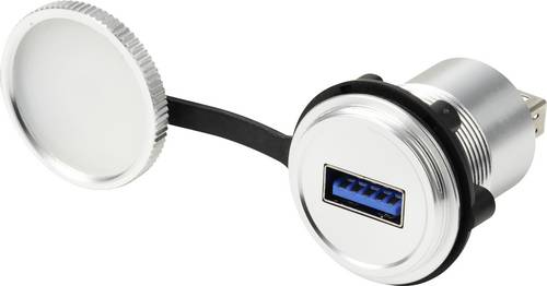 TRU COMPONENTS USB 3.0 Einbaubuchse, Buchse/Buchse, 22 mm, IP67, Metall, Silber Buchse TC-14378424
