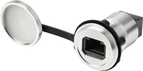 TRU COMPONENTS RJ45/CAT5 Einbaubuchse, Buchse/Buchse, IP67, Metall, Silber TC-143784