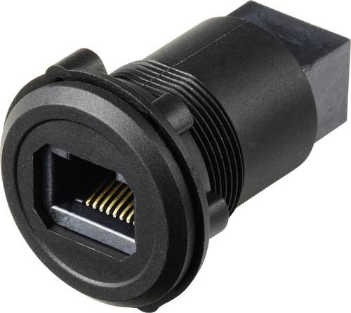 TRU COMPONENTS RJ45/CAT5 Einbaubuchse, Buchse/Buchse, Plastik, Schwarz TC-14378436 B