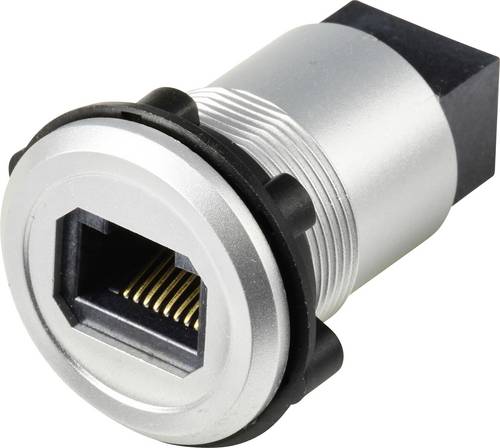 TRU COMPONENTS RJ45/CAT5 Einbaubuchse, Buchse/Buchse, Plastik, Silber TC-14378444 Bu