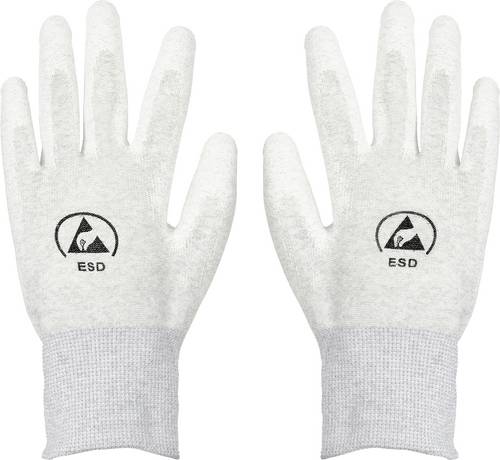 TRU COMPONENTS ESD-Handschuh innenhandbeschichtet Kleider-Größe: L Polyamidfaser, PU-Beschichtung B