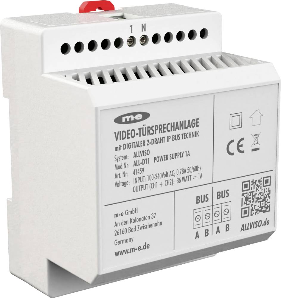 Ein weißes elektronisches Gerät mit der Bezeichnung „VIDEO-TÜRSPRECHANLAGE