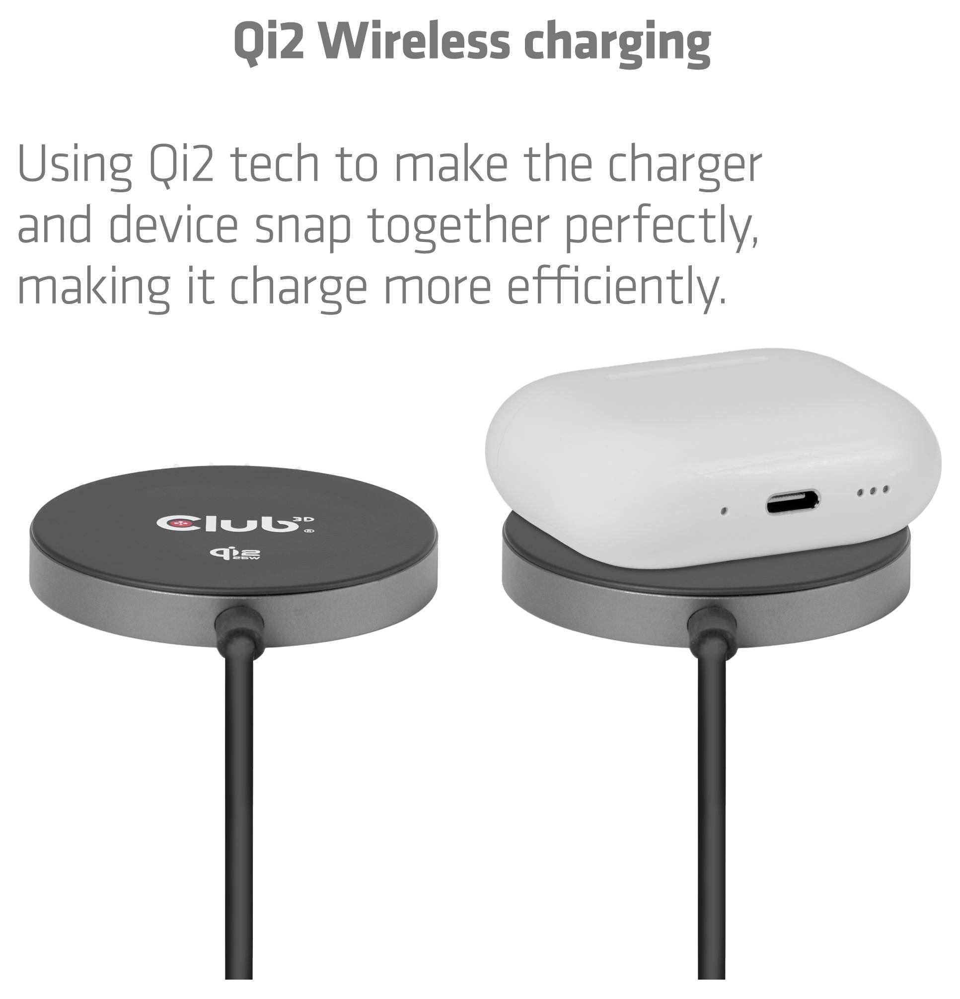 Club3D Induktions-Ladegerät 25W Qi2 USB-C 25Wa CAC-3027 Ausgänge Induktionslade-Standard Schwarz