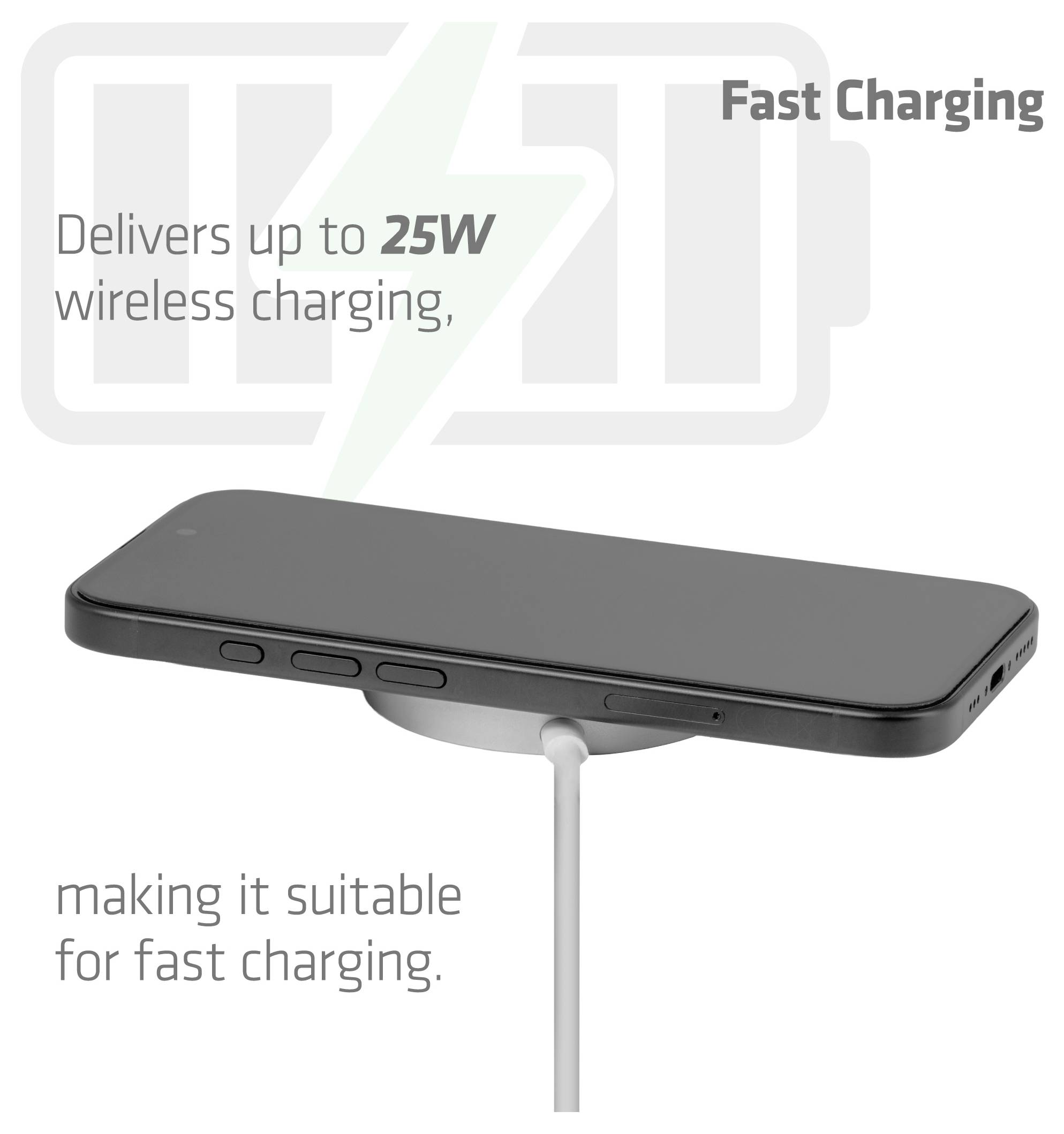 Club3D Induktions-Ladegerät Qi2 USB-C 25Wa CAC-3026 Ausgänge Induktionslade-Standard Weiß