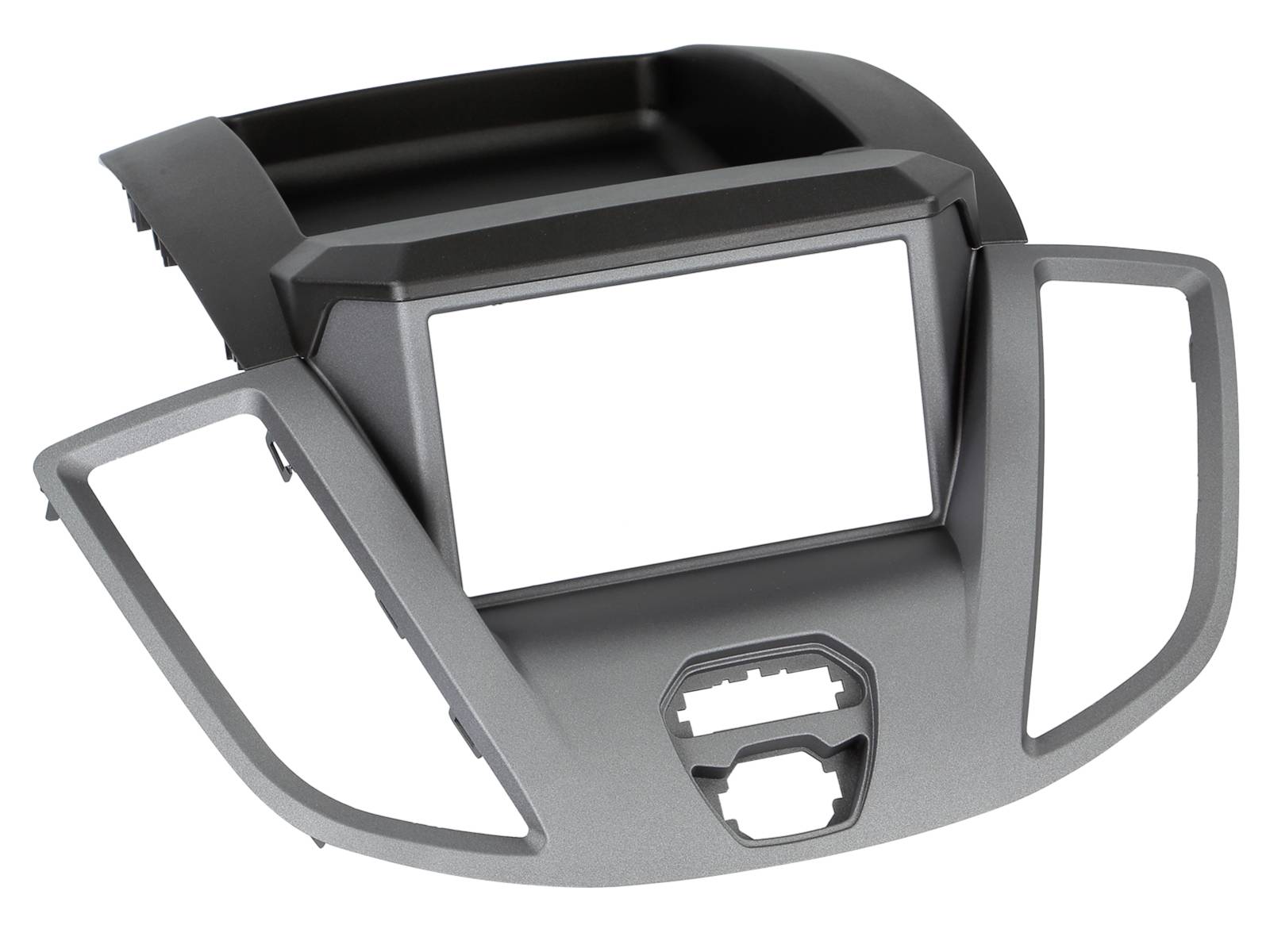 Schwarze kabelgebundene Kompaktkamera mit Montageklammer, auf weißem Hintergrund dargestellt.