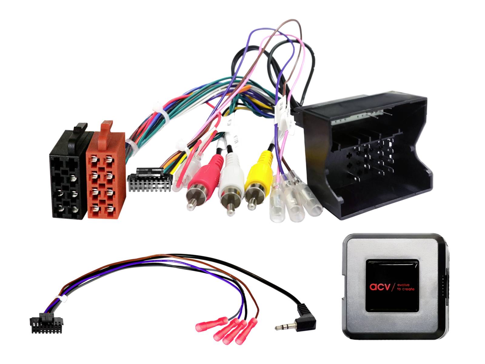 Kompakte schwarze Kamera mit Montageklammer und Kabel auf weißem Hintergrund