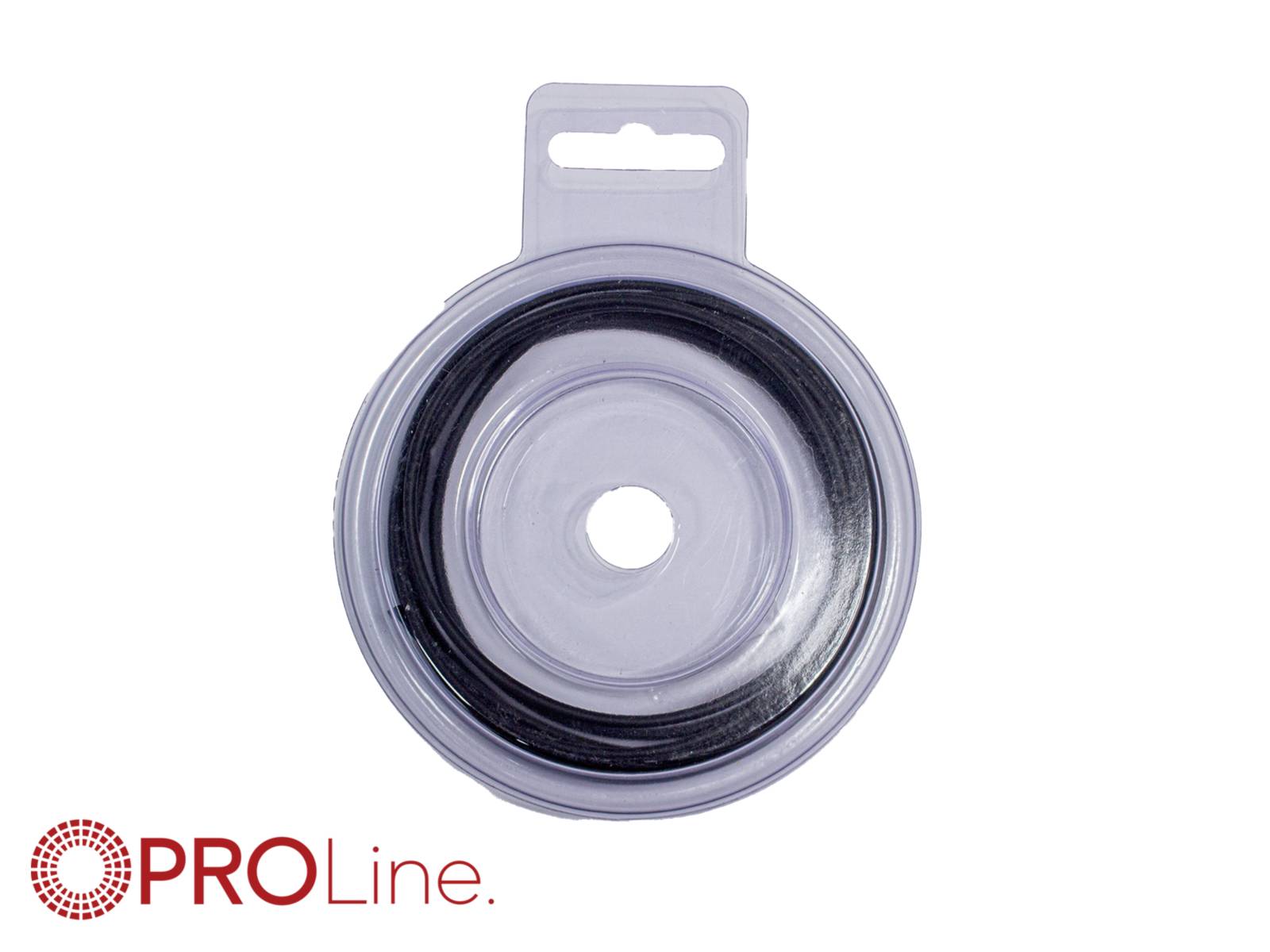 Clear round plastic spool or reel with dark cable inside, shown on a white background with the red 'PROLine' logo at bottom left.