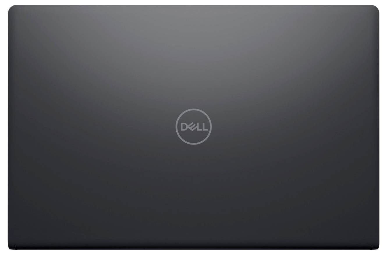 Geschlossener Dell-Laptop mit dunkelgrauem Deckel, das Dell-Logo in der Mitte.