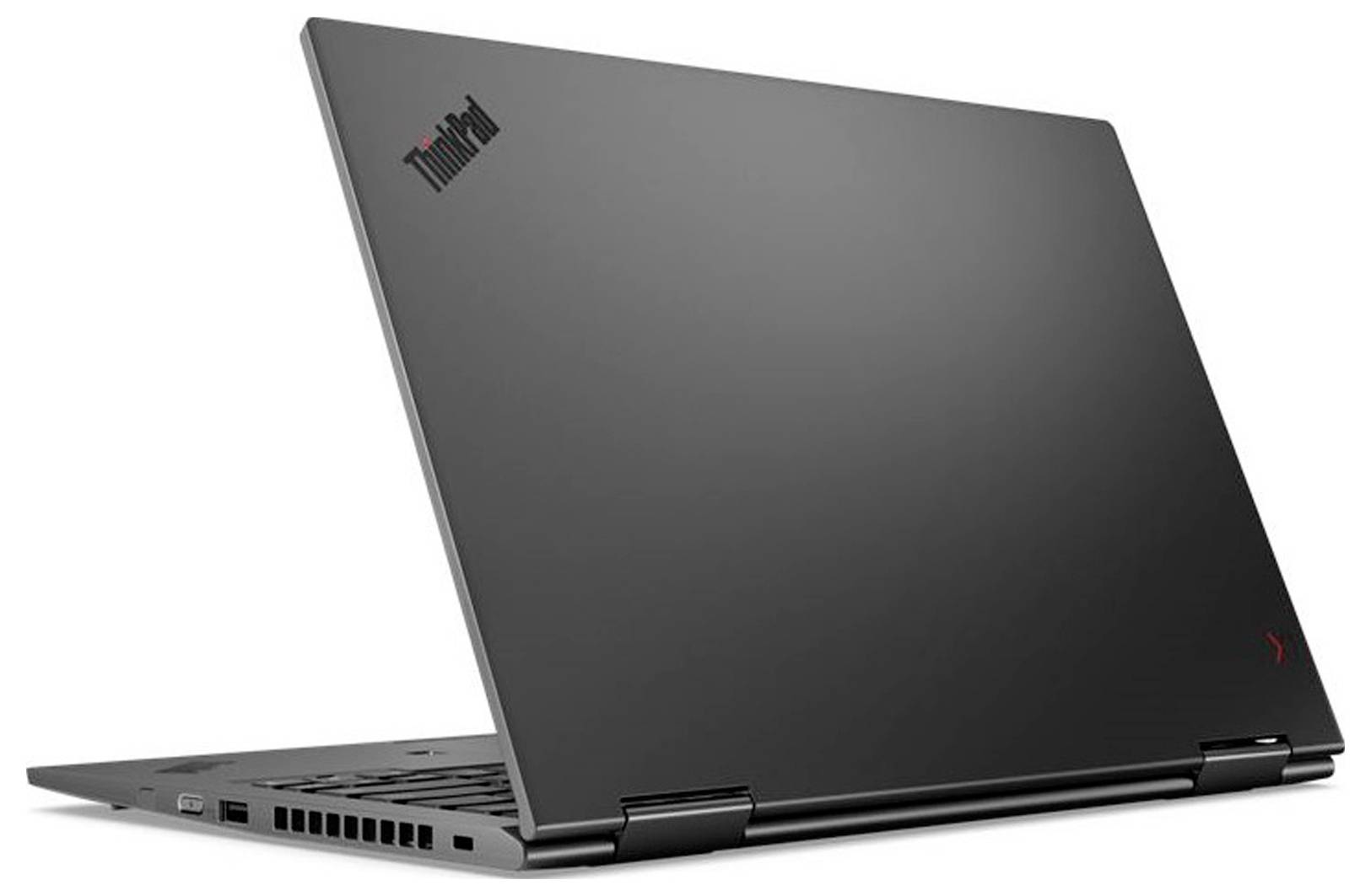 Ein schlanker, schwarzer Laptop mit einem futuristischen, digitalen Krieger auf seinem Bildschirm. Die Tastatur leuchtet blau, mit einem weiteren geschlossenen Laptop, der dahinter angewinkelt ist.