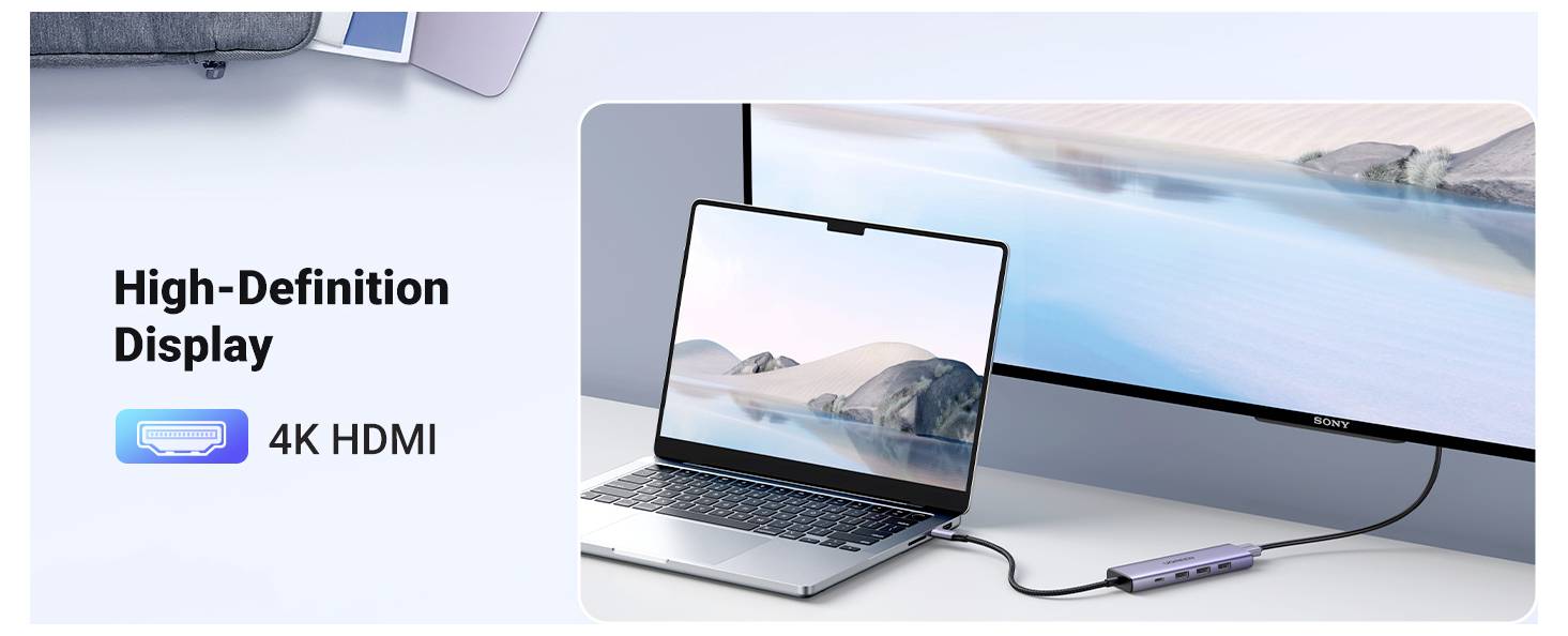 UGREEN USB-C® Dockingstation CM511 6-in-1 USB-C Hub integrierter Kartenleser