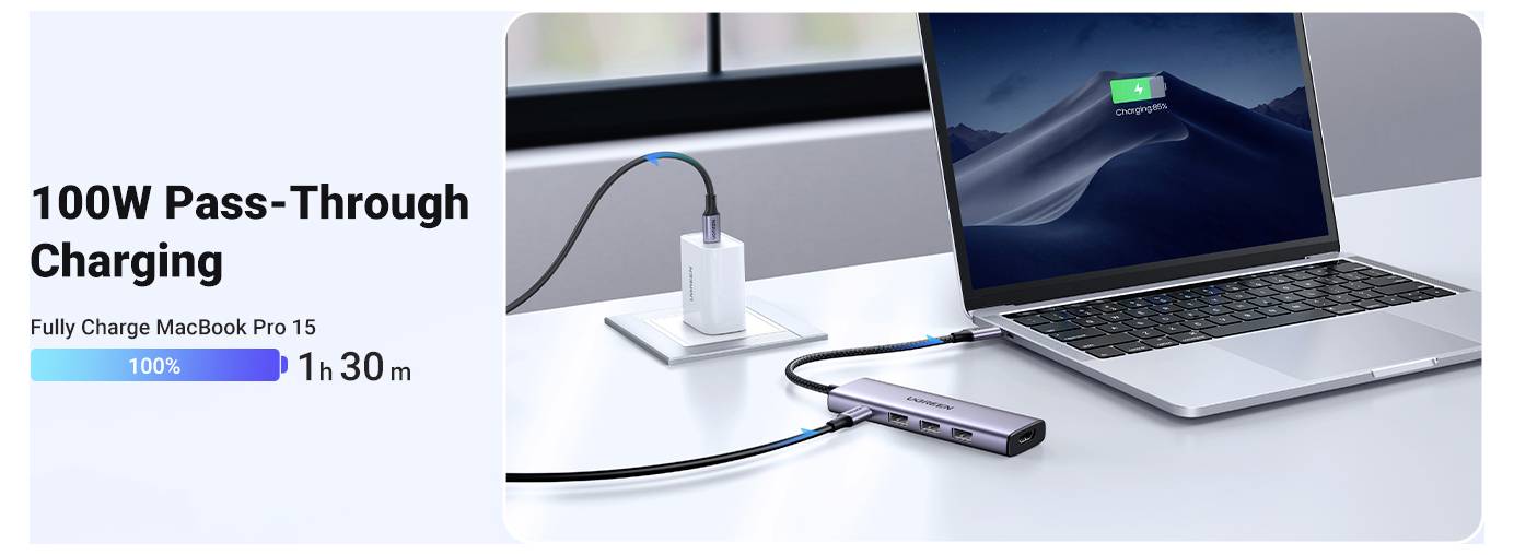 UGREEN USB-C® Dockingstation CM511 6-in-1 USB-C Hub integrierter Kartenleser
