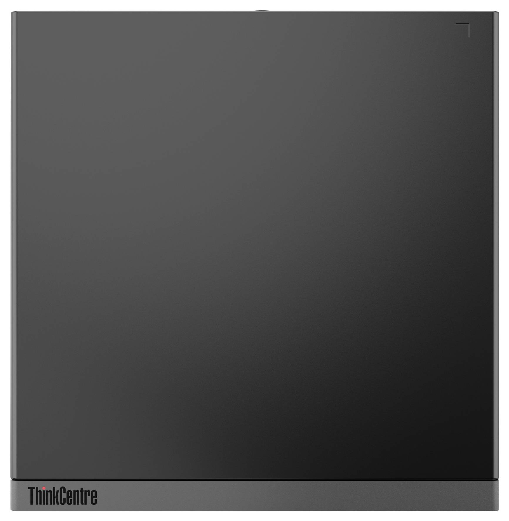 Eine minimalistische schwarze quadratische Oberfläche mit einem subtilen „ThinkCentre