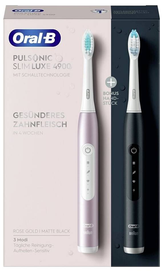 Braun Oral-B Pulsonic Slim Luxe 4900 rose gold/matte black Oral B Elektrische Zahnbürste Schallzahnbürste Rosé Quarz, Schwarz