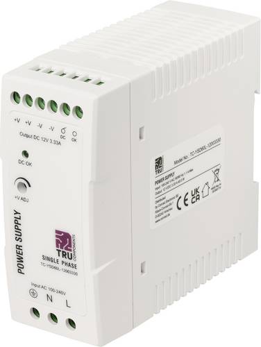 TRU COMPONENTS TC-14382288 Hutschienen-Netzteil (DIN-Rail) Verbrauch (StandBy) 0.7 W 12 V/DC 3.33 A