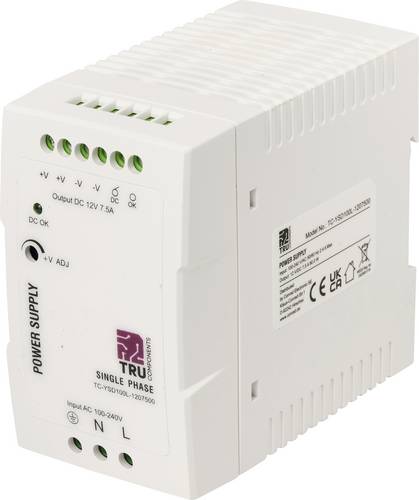 TRU COMPONENTS TC-14382316 Hutschienen-Netzteil (DIN-Rail) Verbrauch (StandBy) 1 W 12 V/DC 7.5 A 90