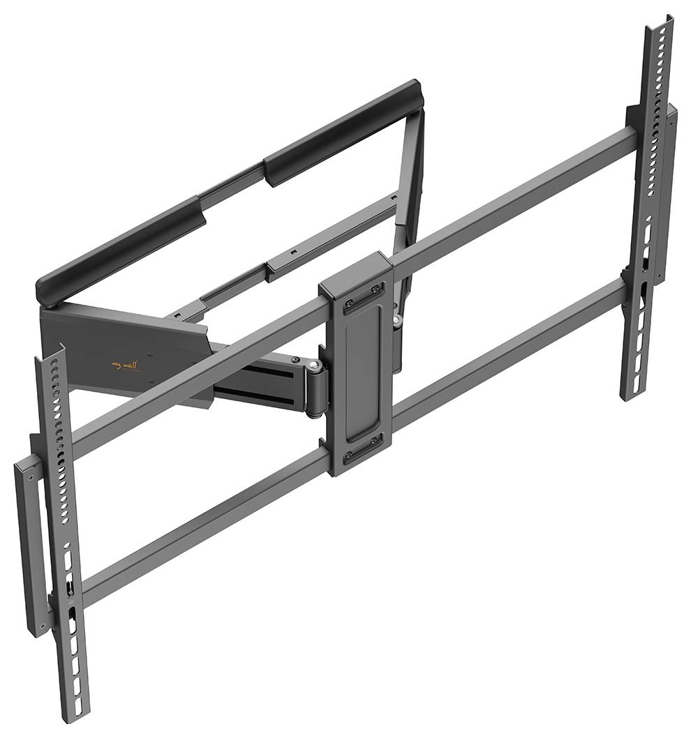 Wandhalterungshalterung für Flachbildfernseher, ausgestattet mit einem verstellbaren Arm für verschiedene Betrachtungswinkel, geeignet für große Bildschirme.